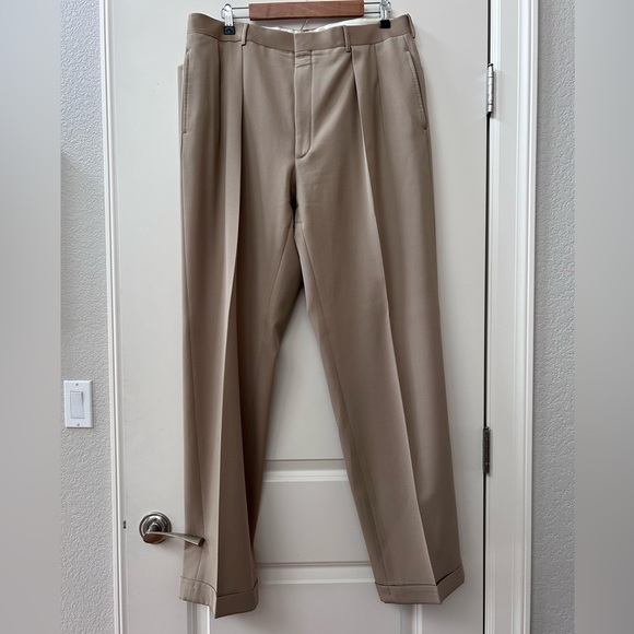 Polo Ralph Lauren Other - Vintage Polo Ralph Lauren Extrafine Virgin Wool Pleated cuffed tan trousers. 38